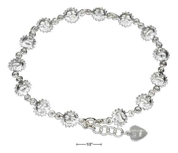 Silver Bracelets Sterling Silver 9"-10" Adjustable Continuous Sun Link Anklet JadeMoghul Inc.