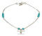 Silver Bracelets Sterling Silver 9" Liquid Silver And Simulated Turquoise Anklet With Bird Charm JadeMoghul Inc.