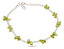 Silver Bracelets Sterling Silver 9" Peridot Nugget Cluster On 2MM Bead Chain Anklet JadeMoghul Inc.