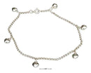 Silver Bracelets Sterling Silver Bracelet:  10" Puffed Heart Dangle Ankle Bracelet With Chime Ball JadeMoghul Inc.