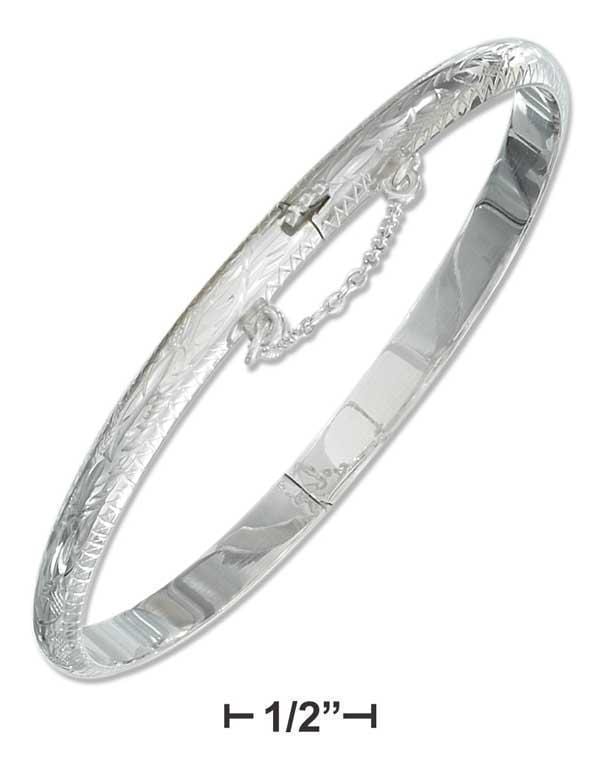 Silver Bracelets Sterling Silver Bracelet:  5mm Engraved Bangle Bracelet JadeMoghul