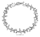 Silver Bracelets Sterling Silver Bracelet:  7.5" High Polish Alternating Musical Notes Link Bracelet JadeMoghul