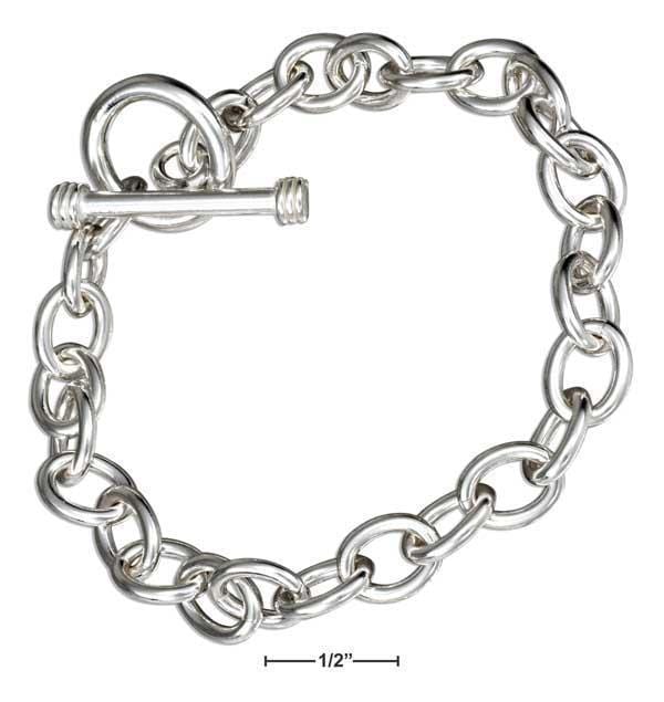 Silver Bracelets Sterling Silver Bracelet:  7.5" Plain Oval Link Toggle Bracelet JadeMoghul