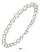 Silver Bracelets Sterling Silver Bracelet:  7.5" Silver And Fresh Water Cultured Pearl Beaded Bracelet JadeMoghul