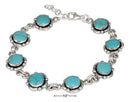Silver Bracelets Sterling Silver Bracelet:  7-8" Adjustable Link Simulated Turquoise Concho Bracelet JadeMoghul