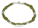 Silver Bracelets Sterling Silver Bracelet:  7" Beaded Peridot Bracelet JadeMoghul