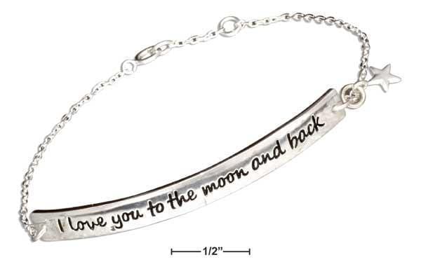 Silver Bracelets Sterling Silver Bracelet:  7" "I Love You To The Moon And Back" Id Style Bracelet JadeMoghul Inc.