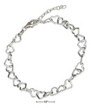 Silver Bracelets Sterling Silver Bracelet:  7" Italian Small Open Heart Link Bracelet JadeMoghul