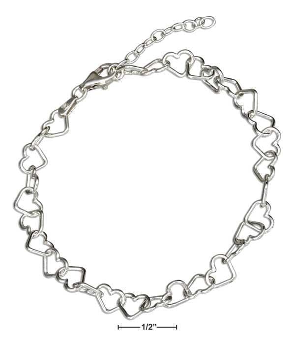 Silver Bracelets Sterling Silver Bracelet:  7" Italian Small Open Heart Link Bracelet JadeMoghul