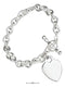 Silver Bracelets Sterling Silver Bracelet:  7" Italian Toggle Bracelet With Heart Charm JadeMoghul