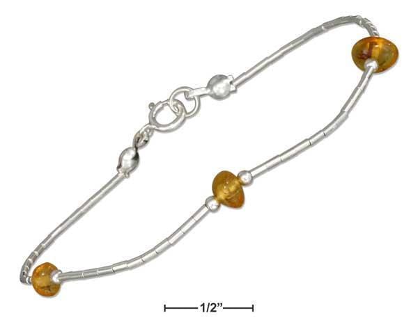 Silver Bracelets Sterling Silver Bracelet:  7" Liquid Silver Amber Chip Bracelet JadeMoghul