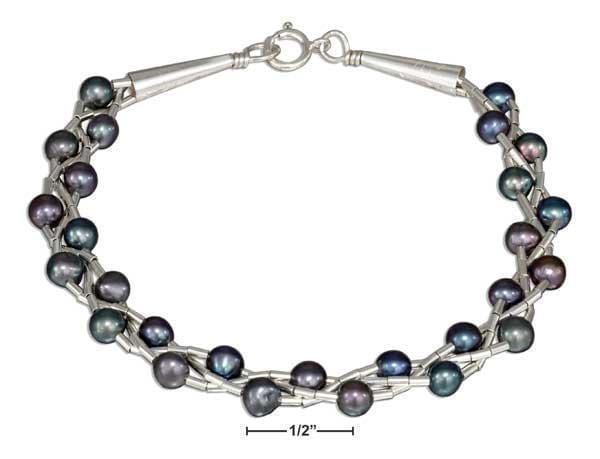 Silver Bracelets Sterling Silver Bracelet:  7" Liquid Silver Gray Fresh Water Cultured Pearl Bracelet JadeMoghul