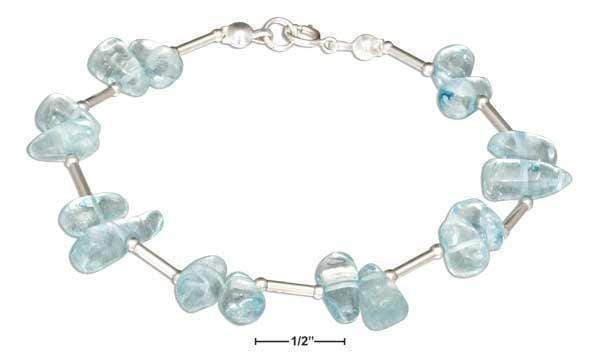 Silver Bracelets Sterling Silver Bracelet:  7" Polished Nugget Blue Topaz Bracelet JadeMoghul Inc.