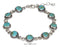 Silver Bracelets Sterling Silver Bracelet:  7" Round Simulated Turquoise Link Bracelet With Roped Border JadeMoghul