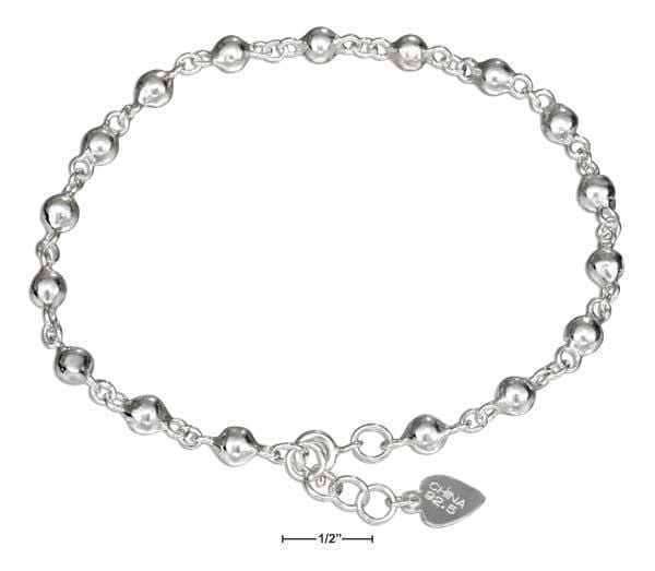 Silver Bracelets Sterling Silver Bracelet:  9"-10" Adjustable Ball Link Anklet JadeMoghul