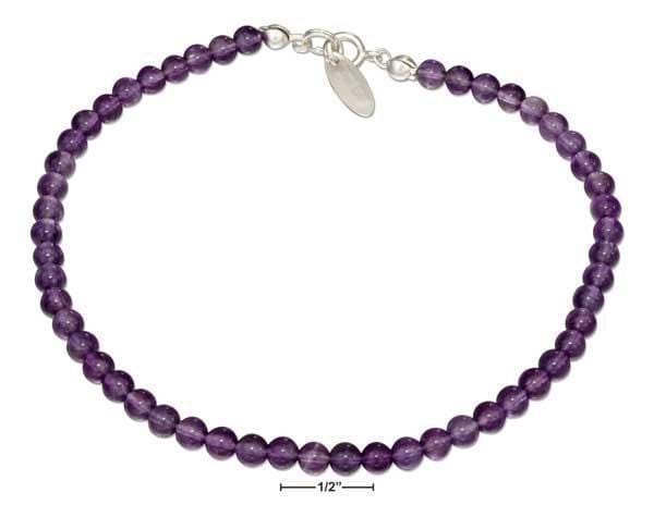 Silver Bracelets Sterling Silver Bracelet:  9" Beaded Amethyst Anklet JadeMoghul Inc.