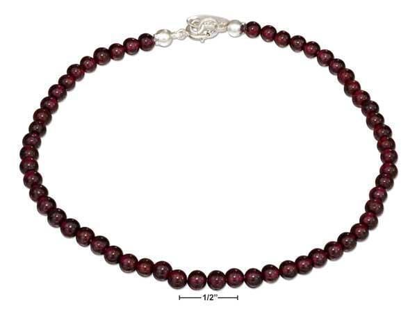 Silver Bracelets Sterling Silver Bracelet:  9" Beaded Garnet Anklet JadeMoghul Inc.