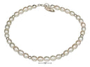 Silver Bracelets Sterling Silver Bracelet: 9" White Fresh Water Cultured Pearl Anklet JadeMoghul