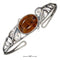 Silver Bracelets Sterling Silver Bracelet:  Open Leaf And Oval Honey Amber Wire Cuff Bracelet JadeMoghul