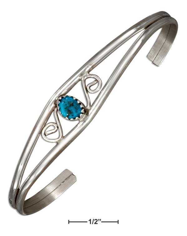 Silver Bracelets Sterling Silver Bracelet:  Scroll Design Wire Cuff Bracelet With Stabilized Turquoise JadeMoghul