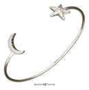 Silver Bracelets Sterling Silver Micro Pave Cubic Zirconia Moon And Star Cuff Bracelet JadeMoghul