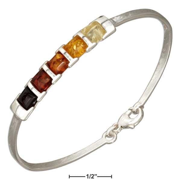 Silver Bracelets Sterling Silver Multicolor Squares Baltic Amber Bangle Bracelet JadeMoghul