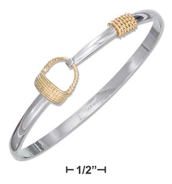 Silver Bracelets Sterling Silver Two-Tone Bangle Bracelet With Basket And Rope JadeMoghul Inc.
