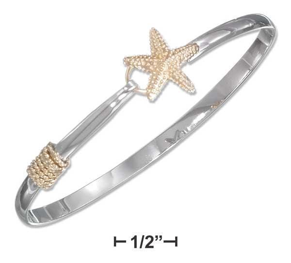 Silver Bracelets Sterling Silver Two-Tone Starfish Bangle Bracelet (Hook Closure) JadeMoghul Inc.
