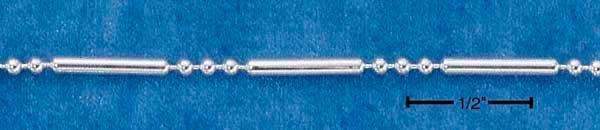 9" Sterling Silver Chain:  Bead 1 Bar Chain