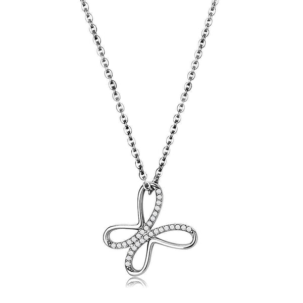 Silver Charms & Pendants Chain Necklace DA093 Stainless Steel Chain Pendant with AAA Grade CZ Alamode Fashion Jewelry Outlet