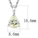 Chain Necklace LO311 Rhodium Brass Chain Pendant with CZ in Citrine Yellow