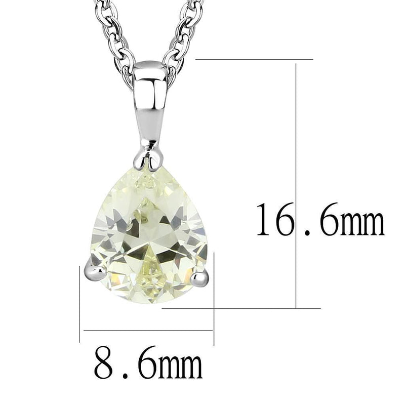 Chain Necklace LO311 Rhodium Brass Chain Pendant with CZ in Citrine Yellow