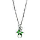 Chain Necklace LO3720 Rhodium Brass Chain Pendant with Synthetic in Emerald