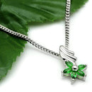 Chain Necklace LO3720 Rhodium Brass Chain Pendant with Synthetic in Emerald