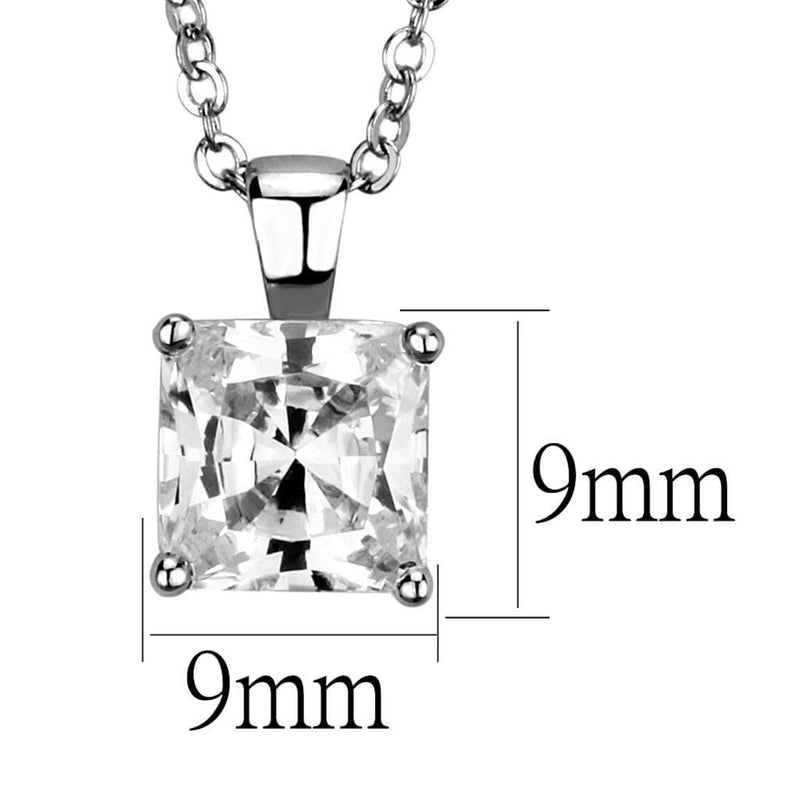 Chain Necklace LO3931 Rhodium Brass Chain Pendant with AAA Grade CZ