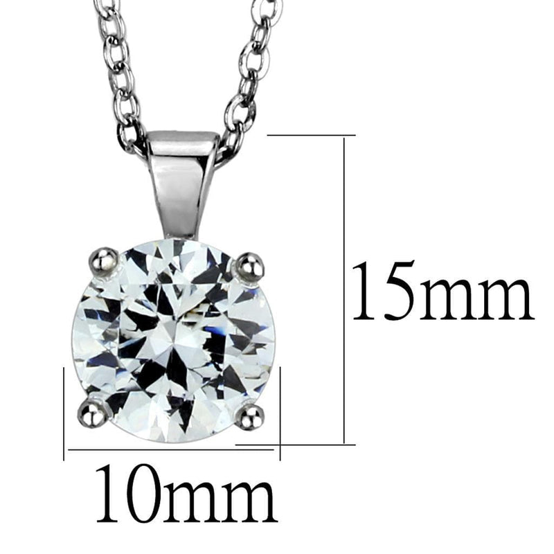 Chain Necklace LO3932 Rhodium Brass Chain Pendant with AAA Grade CZ