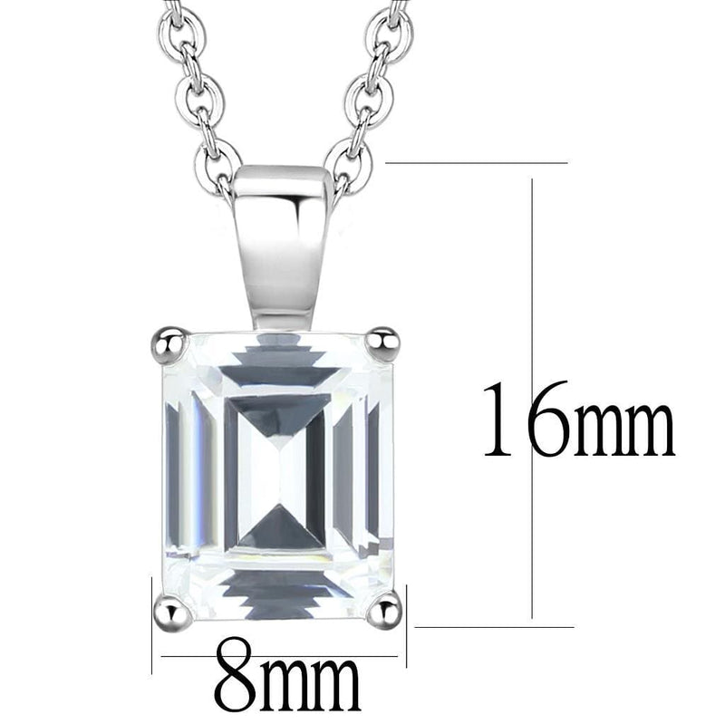 Chain Necklace LO3934 Rhodium Brass Chain Pendant with AAA Grade CZ