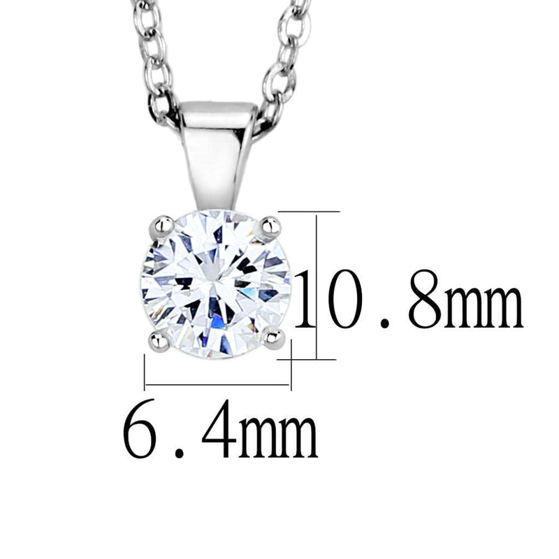 Chain Necklace LO4129 Rhodium Brass Chain Pendant with AAA Grade CZ