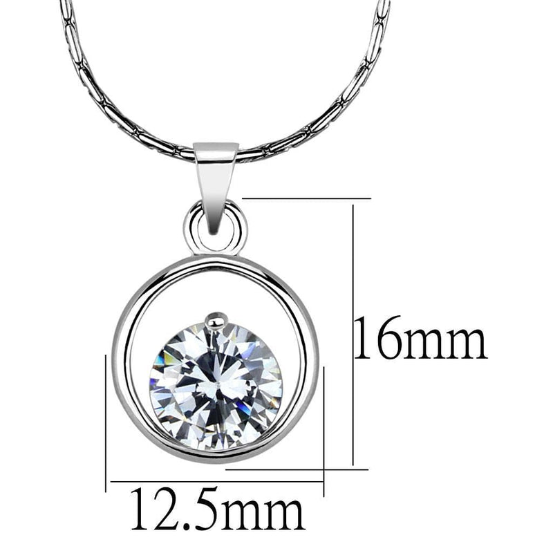 Chain Necklace LO4153 Rhodium Brass Chain Pendant with AAA Grade CZ