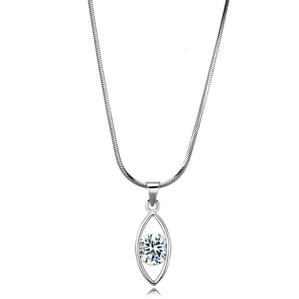 Chain Necklace LO4157 Rhodium Brass Chain Pendant with AAA Grade CZ