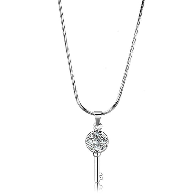 Chain Necklace LO4158 Rhodium Brass Chain Pendant with AAA Grade CZ