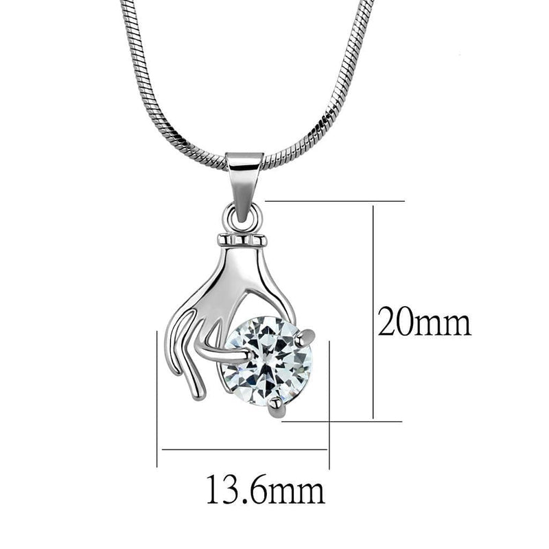 Chain Pendants LO4163 Rhodium Brass Chain Pendant with AAA Grade CZ