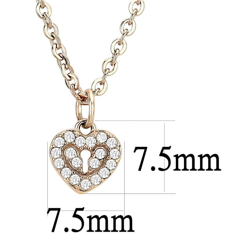 Silver Charms & Pendants Gold Pendant DA086 Rose Gold - Stainless Steel Chain Pendant with CZ Alamode Fashion Jewelry Outlet