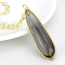 Gold Pendant For Women LO4687 Gold & Brush Brass Chain Pendant with Synthetic