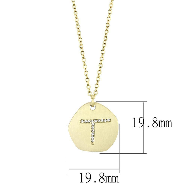 Gold Pendant For Women LO4698 Gold & Brush Brass Chain Pendant with Crystal