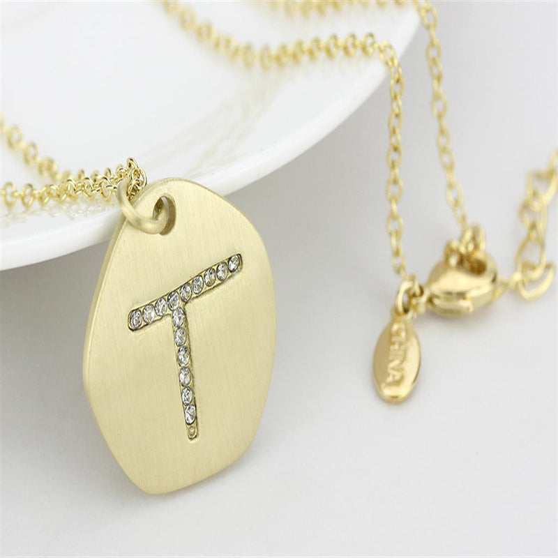 Silver Charms & Pendants Gold Pendant For Women LO4698 Gold & Brush Brass Chain Pendant with Crystal Alamode Fashion Jewelry Outlet