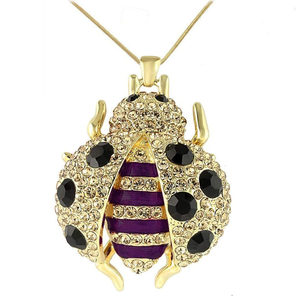 Silver Charms & Pendants Gold Pendant LO1196 Gold Brass Pendant with Top Grade Crystal in Jet Alamode Fashion Jewelry Outlet