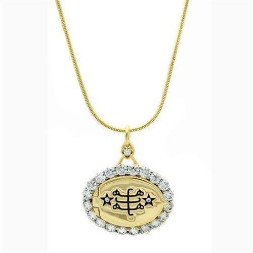 Gold Pendant LO1943 Gold+Rhodium Brass Chain Pendant with AAA Grade CZ