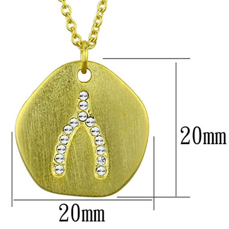 Gold Pendant LO3479 Gold & Brush Brass Chain Pendant with Crystal