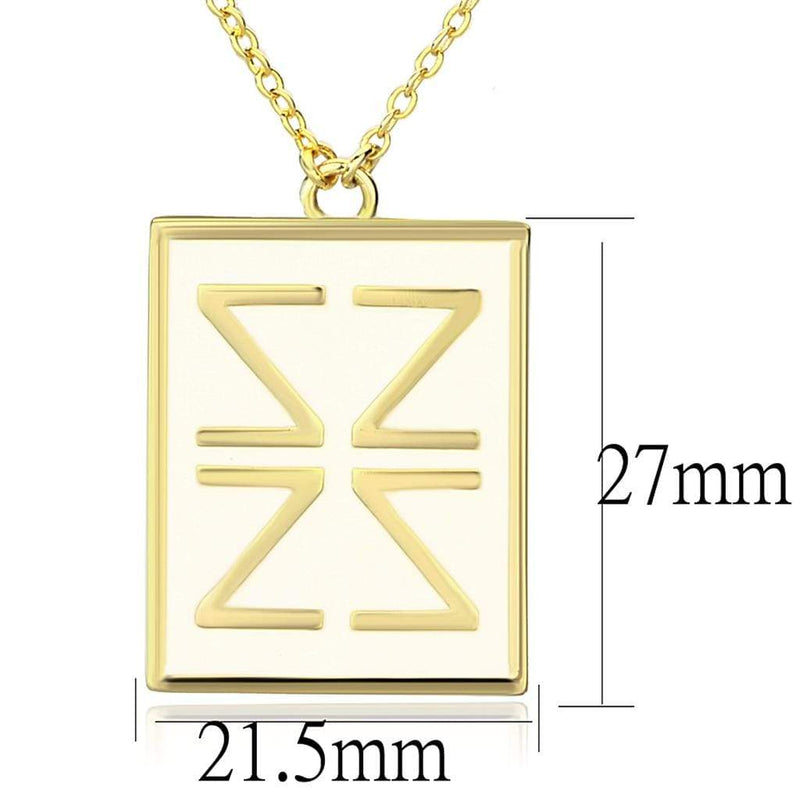 Gold Pendant LO3684 Gold Brass Chain Pendant with Epoxy in White